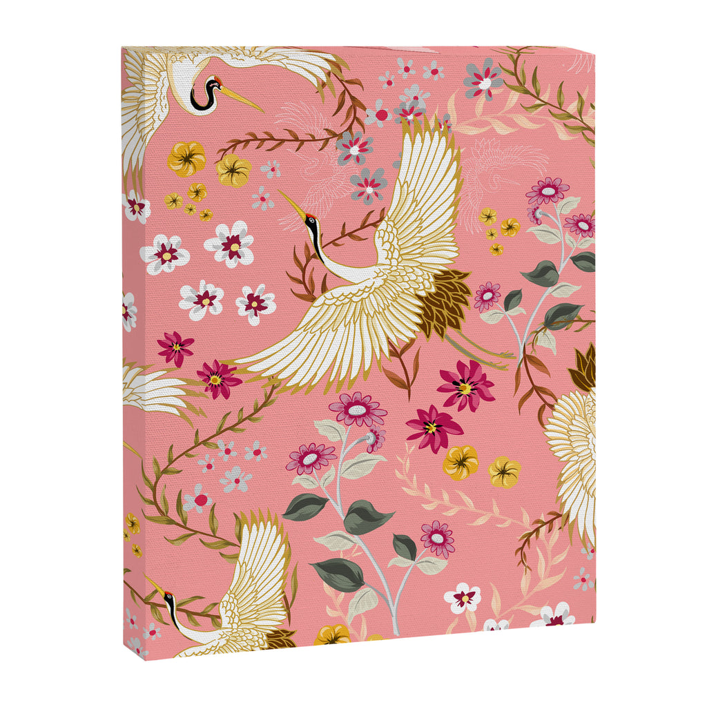 Chinoiserie cranes on pink, birds, flowers,  Canvas Print Gallery Image 8