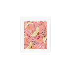 Chinoiserie cranes on pink, birds, flowers,  Art Print Gallery Image 1