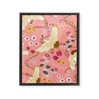 Chinoiserie cranes on pink, birds, flowers,  Framed Canvas Print Gallery Image 8