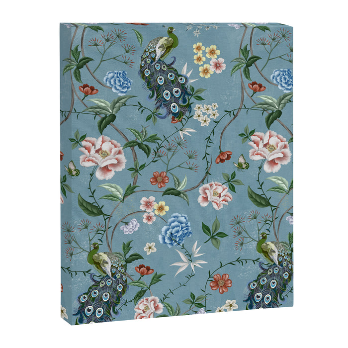 Chinoiserie Peacock teal greens florals oriental Canvas Print Gallery Image 1