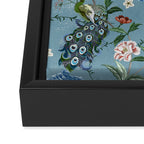 Chinoiserie Peacock teal greens florals oriental Framed Canvas Print Gallery Image 3