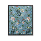 Chinoiserie Peacock teal greens florals oriental Framed Canvas Print Gallery Image 8