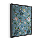 Chinoiserie Peacock teal greens florals oriental Framed Canvas Print Gallery Image 2