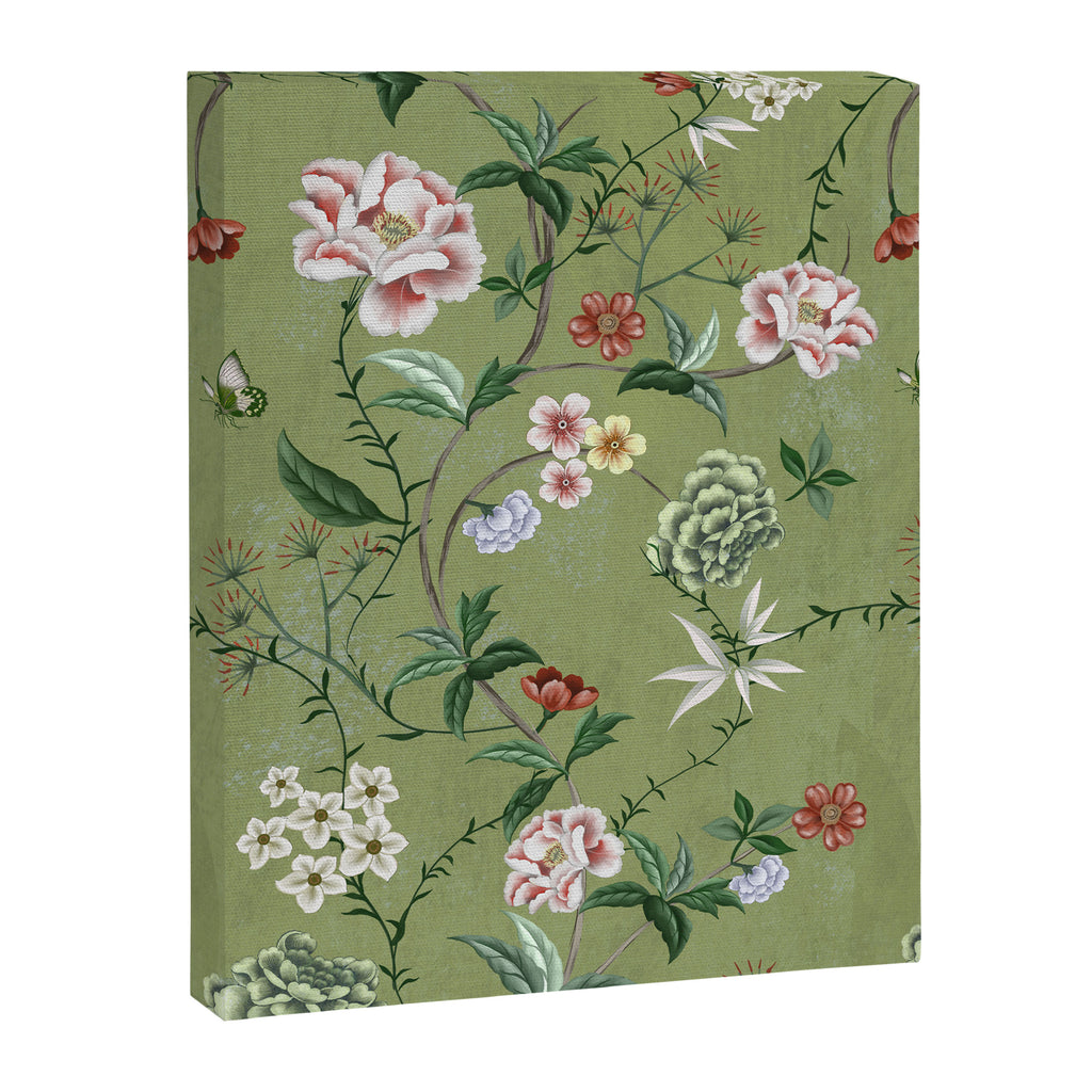 Chinoiserie Regency green, florals Canvas Print Gallery Image 8