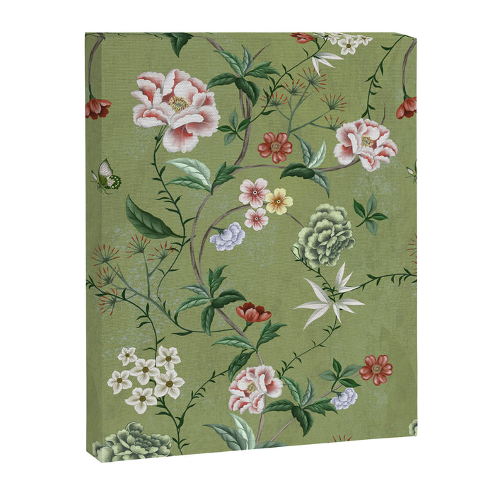 Chinoiserie Regency green, florals Canvas Print Gallery Image 1