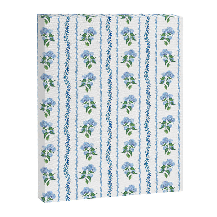 Hydrangea blue and white stripes coastal style Canvas Print Gallery Image 1