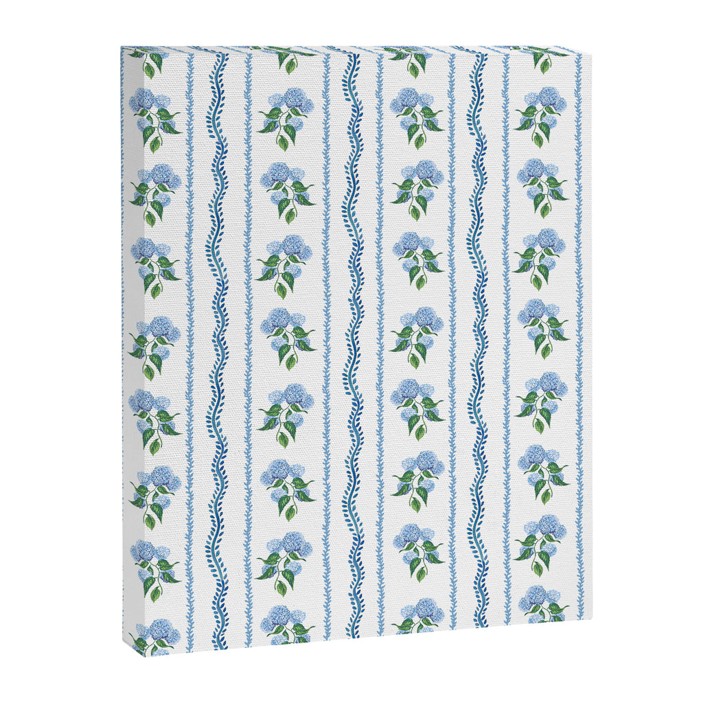 Hydrangea blue and white stripes coastal style Canvas Print Gallery Image 8