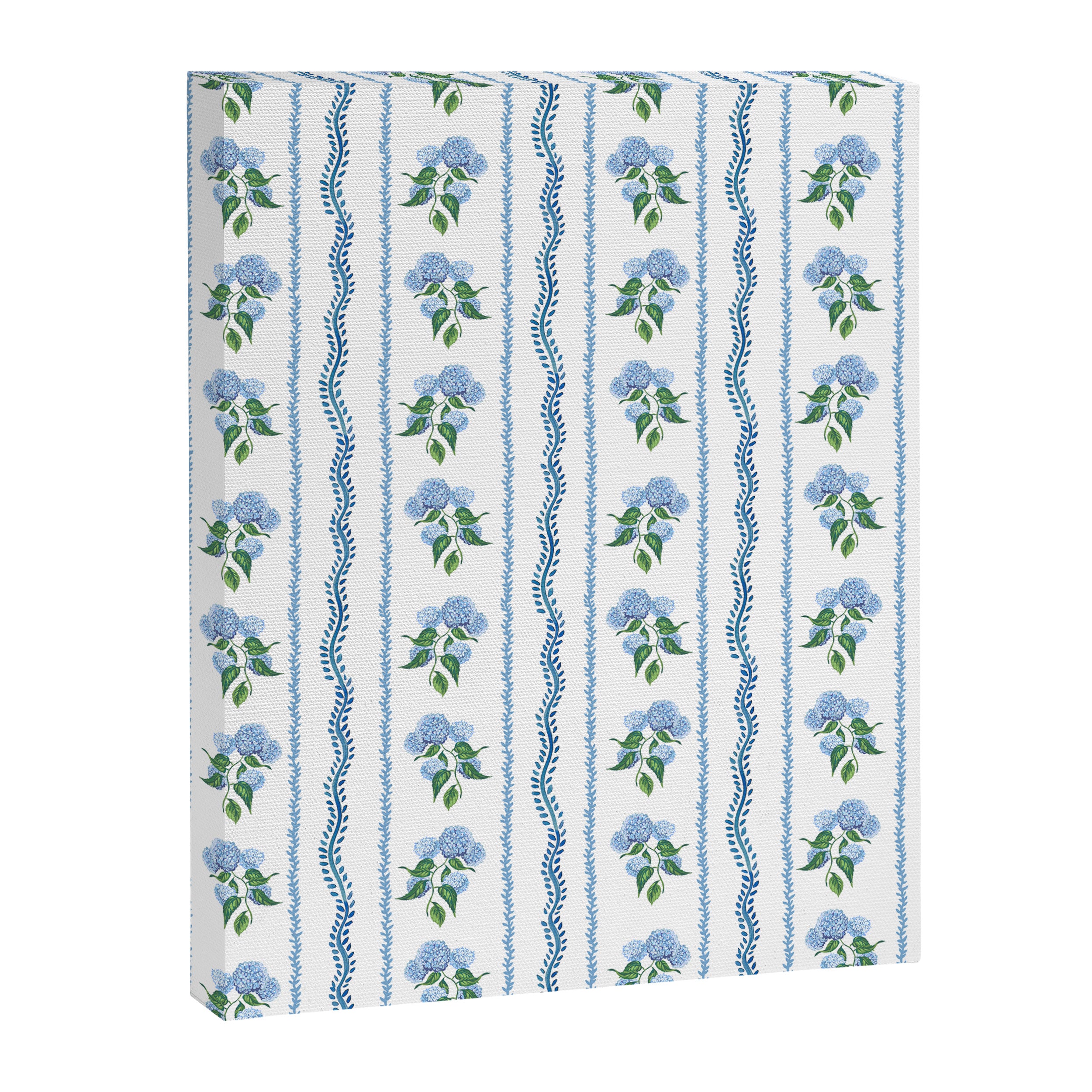 Hydrangea blue and white stripes coastal style Canvas Print Gallery Image 8