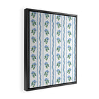 Hydrangea blue and white stripes coastal style Framed Canvas Print Gallery Image 2