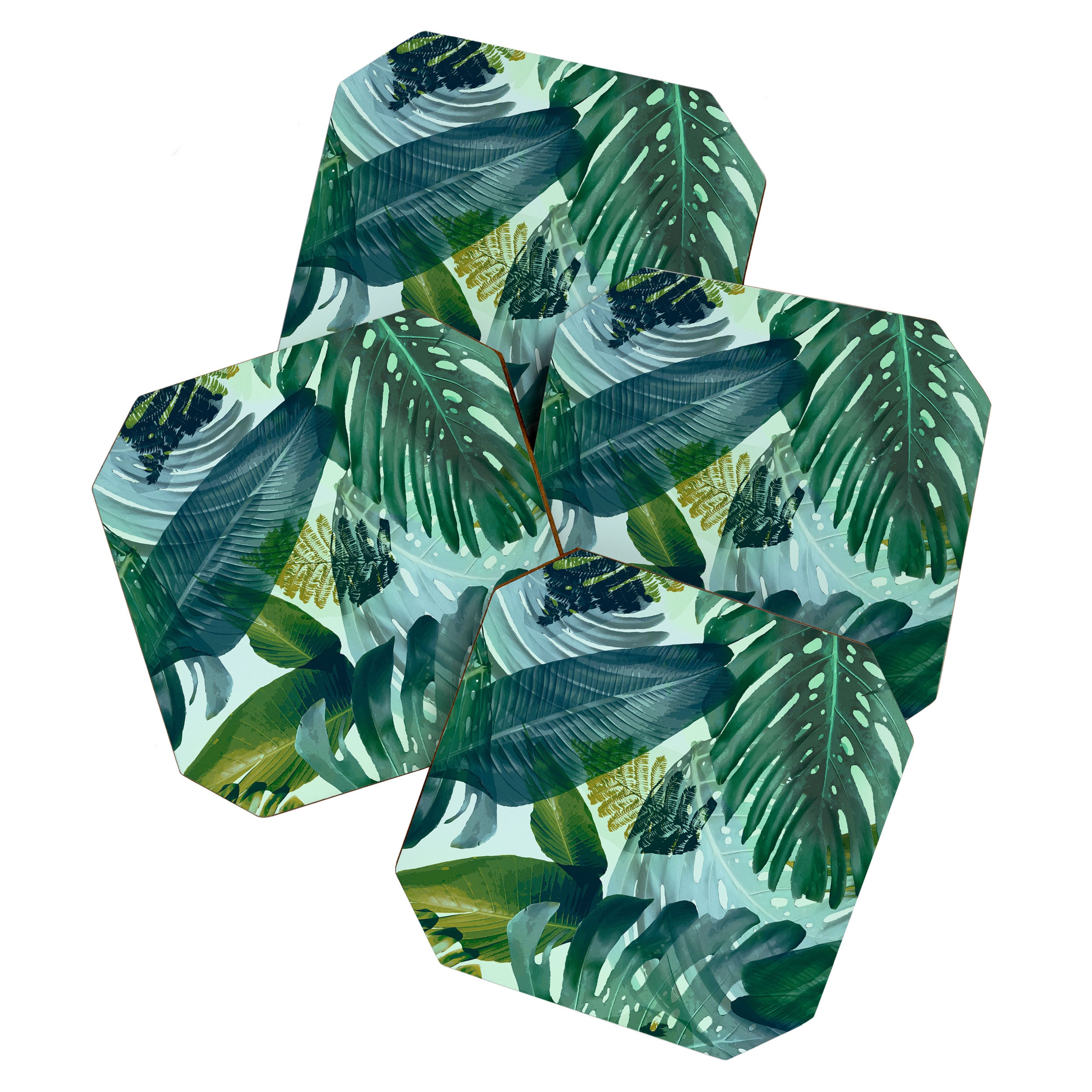 Jungles greens, banana leaf, tropical, Hawaii decor Coaster Gallery Image 1