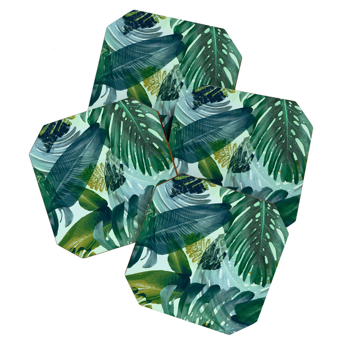 Jungles greens, banana leaf, tropical, Hawaii decor Coaster Gallery Image 1