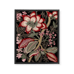 Oriental exotic chintz bamboo red flowers on black Framed Canvas Print Gallery Image 6