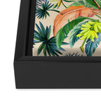 Palm Life, tropical palm leaves, Hollywood Regency, green, orange Framed Canvas Print Gallery Image 3