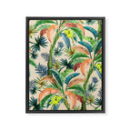 Palm Life, tropical palm leaves, Hollywood Regency, green, orange Framed Canvas Print Gallery Image 6