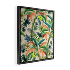 Palm Life, tropical palm leaves, Hollywood Regency, green, orange Framed Canvas Print Gallery Image 2