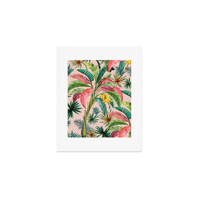 Palm Life, tropical palm leaves, banana palm, Hollywood Regency, green, pinks Art Print Gallery Image 1
