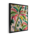 Palm Life, tropical palm leaves, banana palm, Hollywood Regency, green, pinks Framed Canvas Print Gallery Image 2