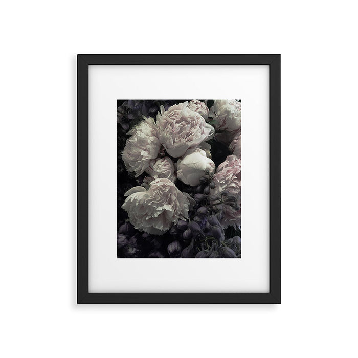 Peonies pale pink and white floral bunch Framed Art Print Gallery Image 1