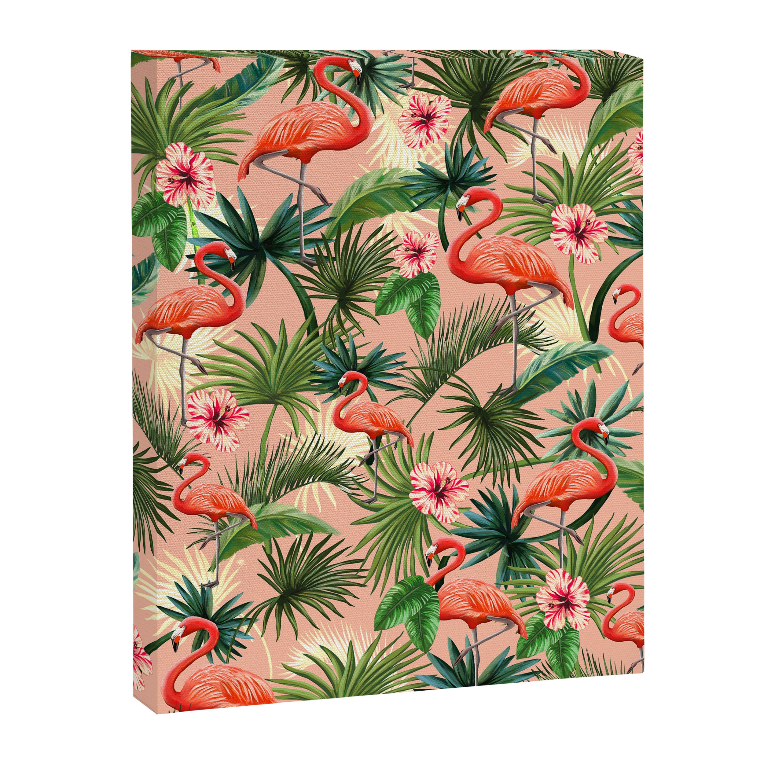 Pink flamingoes, tropical palm leaves, retro, Hollywood style,  Canvas Print Gallery Image 6