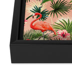 Pink flamingoes, tropical palm leaves, retro, Hollywood style,  Framed Canvas Print Gallery Image 3