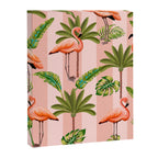 Pink Flamingos on blush pink stripes tropical midcentury Canvas Print Gallery Image 8