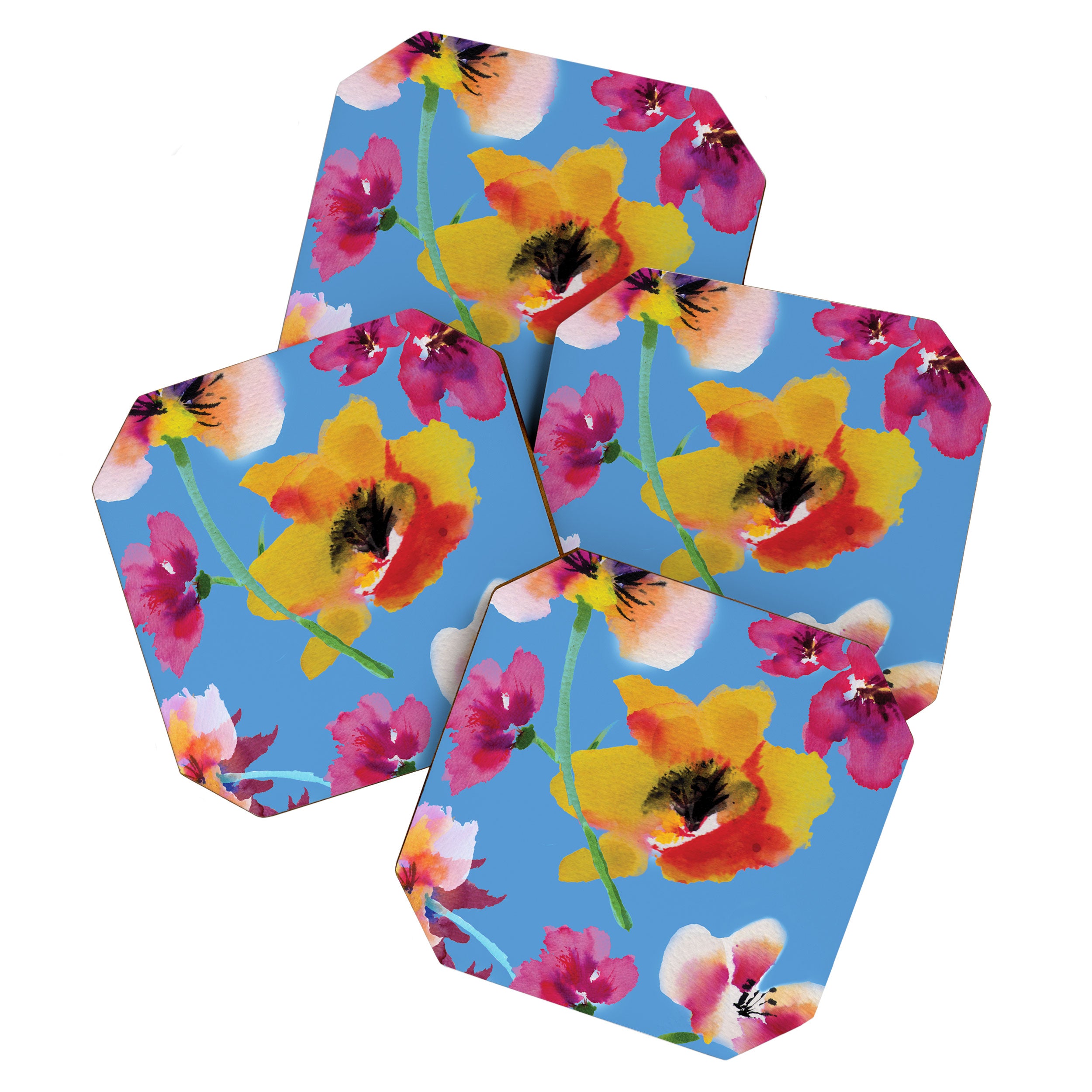 Poppies floral pinks Coaster Gallery Image 1