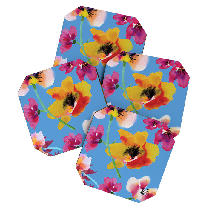 Poppies floral pinks Coaster Gallery Image 1