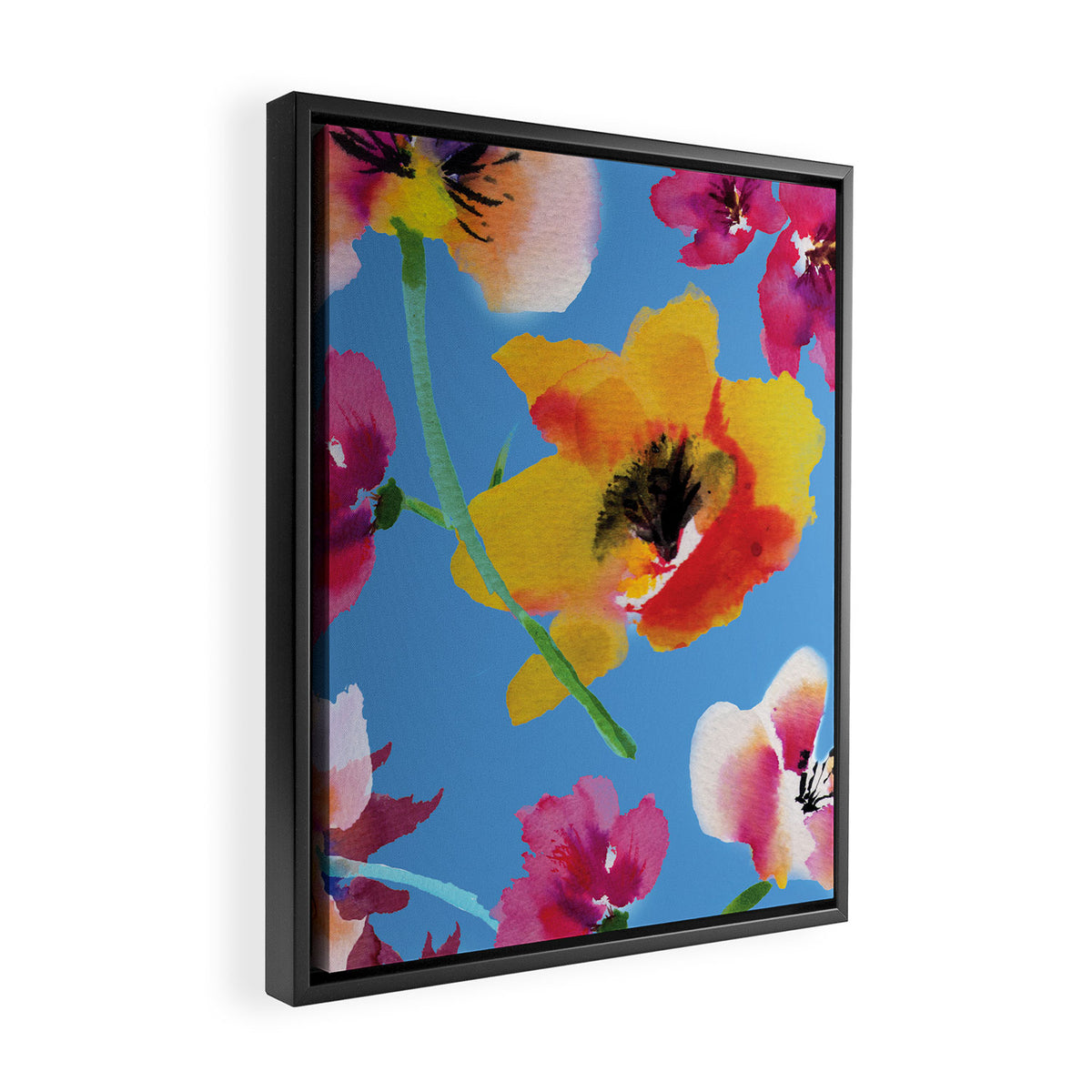 Poppies floral pinks Framed Canvas Print Gallery Image 2