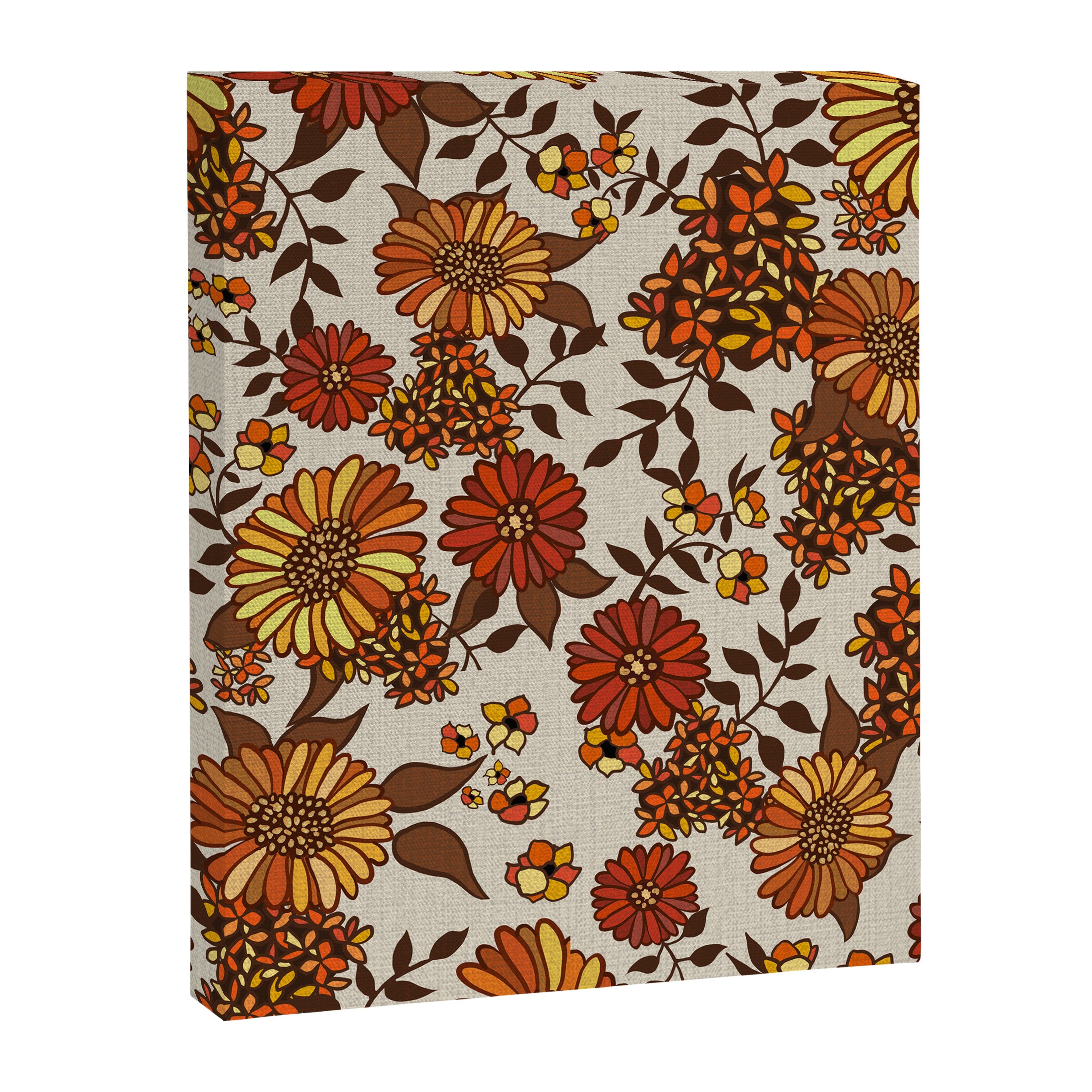 Retro 70s boho hippie orange flower power Canvas Print Gallery Image 6