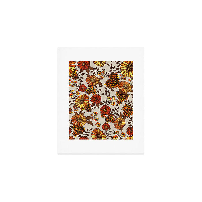 Retro 70s boho hippie orange flower power Art Print Gallery Image 1