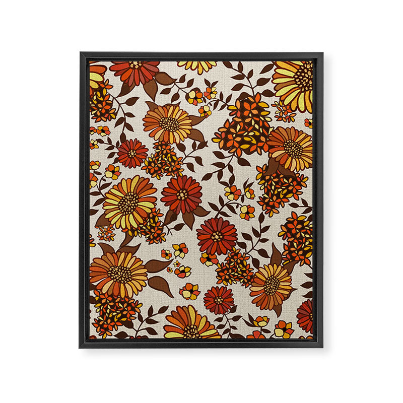 Retro 70s boho hippie orange flower power Framed Canvas Print Gallery Image 6