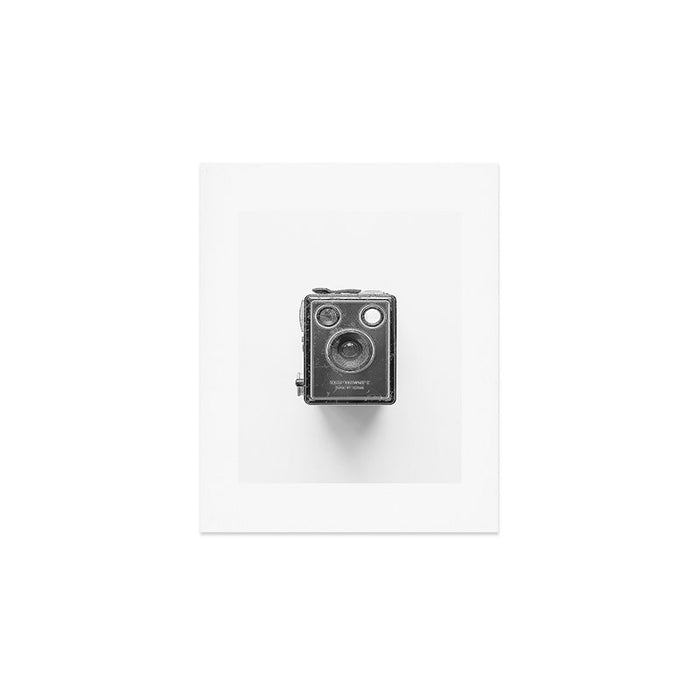 A Kodak Brownie analog vintage camera on a white background  Retro photography in black and white Art Print Gallery Image 1
