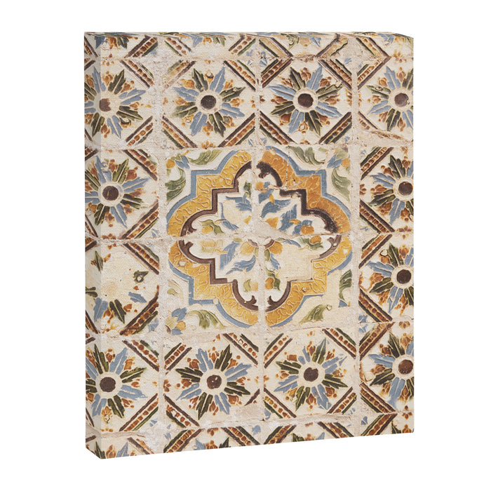 An old tile pattern or azulejos in Sintra Portugal  Summer street and travel photography Canvas Print Gallery Image 1