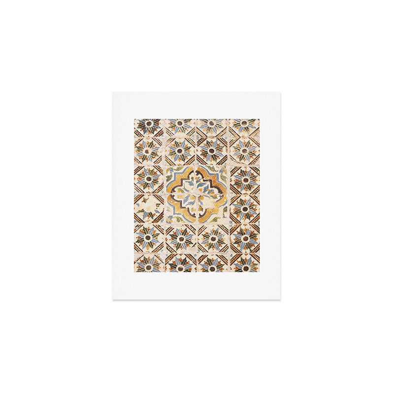 An old tile pattern or azulejos in Sintra Portugal  Summer street and travel photography Art Print Gallery Image 1