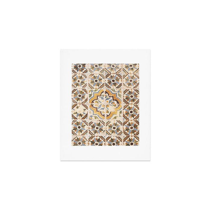 An old tile pattern or azulejos in Sintra Portugal  Summer street and travel photography Art Print Gallery Image 1