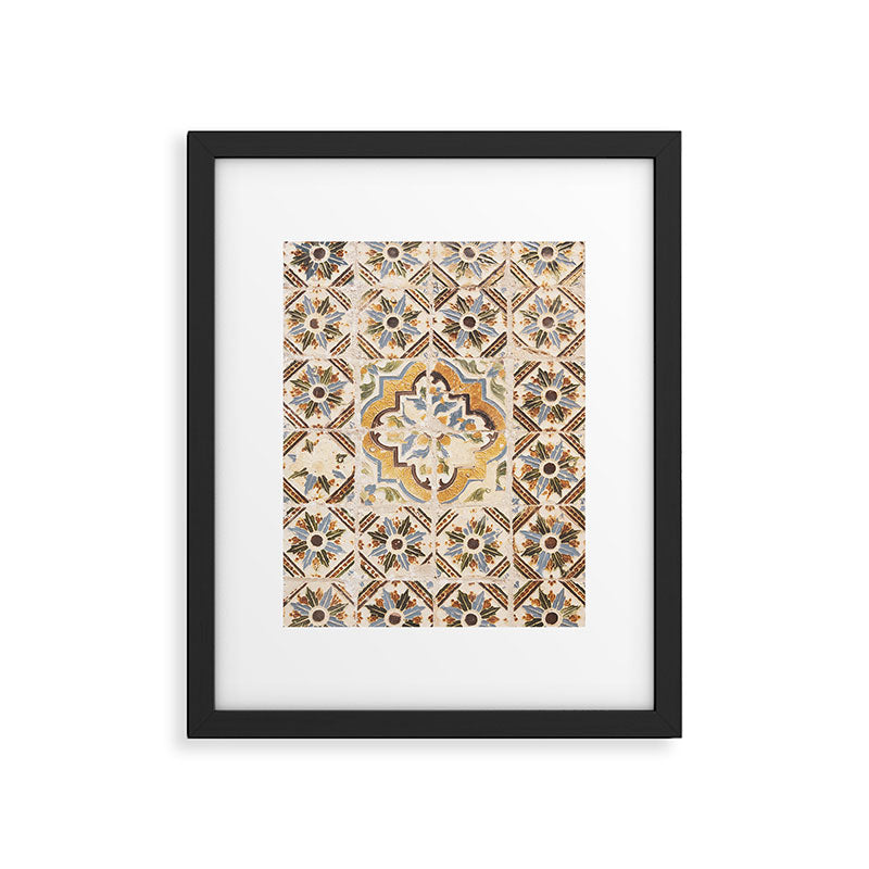 An old tile pattern or azulejos in Sintra Portugal  Summer street and travel photography Framed Art Print Gallery Image 5