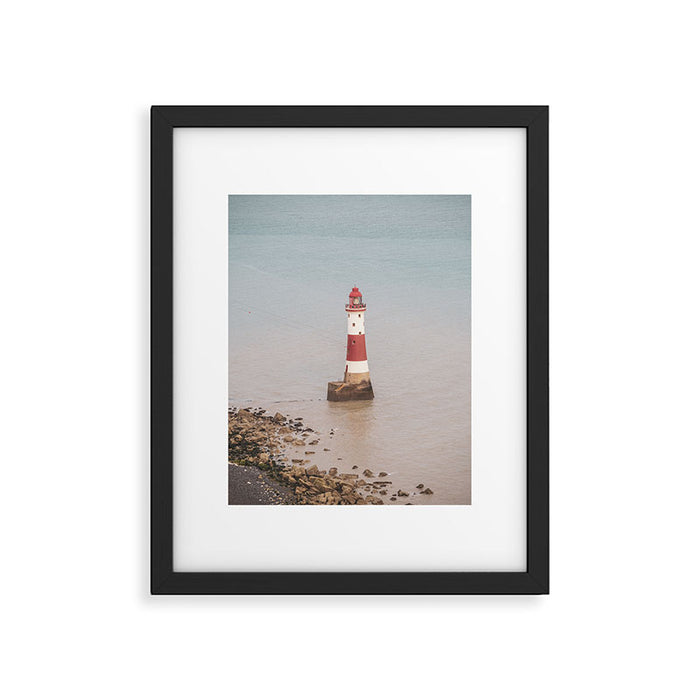 Beachy head lighthouse at Seven Sisters in the UK - coastal heritage - summer travel photography Framed Art Print Gallery Image 1