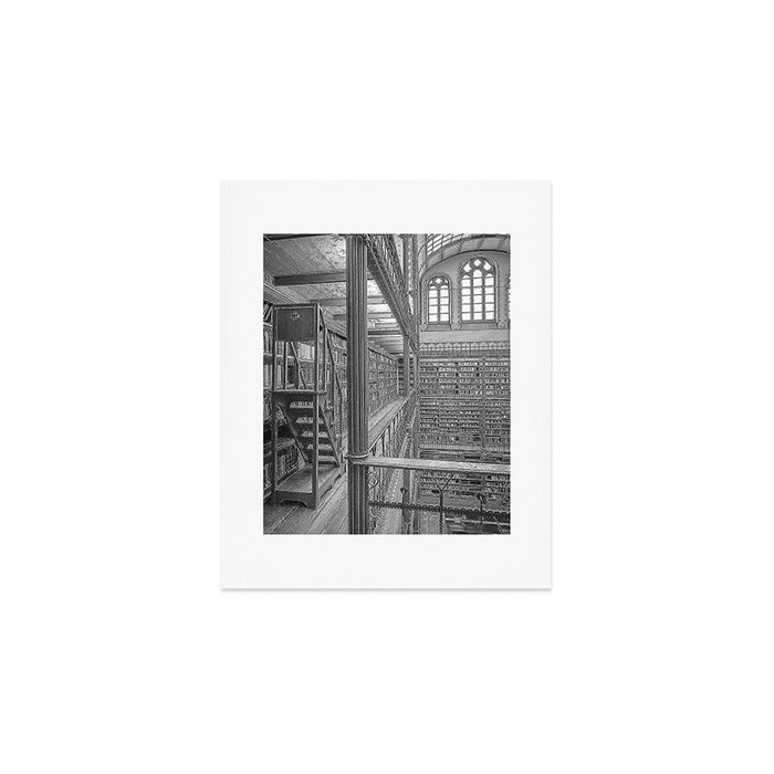 Black and white art library art print,  Rijksmuseum in Amsterdam - history architecture photography Art Print Gallery Image 1