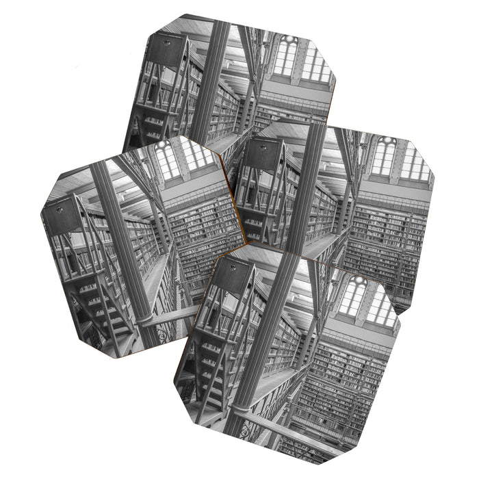 Black and white art library art print,  Rijksmuseum in Amsterdam - history architecture photography Coaster Gallery Image 1