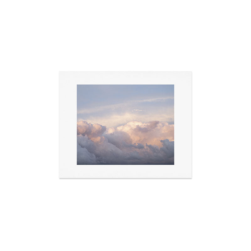 Blush pink clouds in Norway, and dreamy pink and pastel blue - summer sunset nature photography Art Print Gallery Image 1