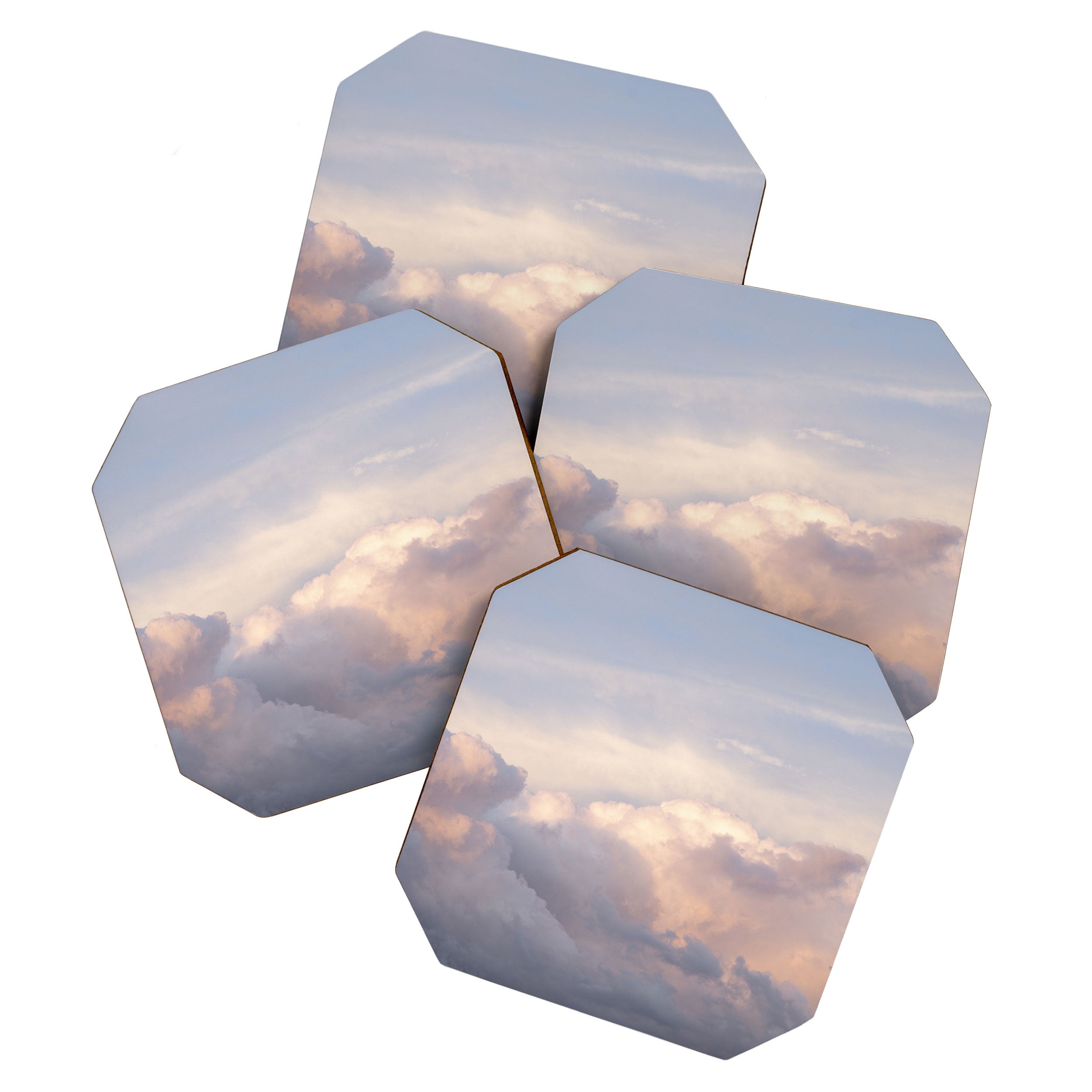 Blush pink clouds in Norway, and dreamy pink and pastel blue - summer sunset nature photography Coaster Gallery Image 1
