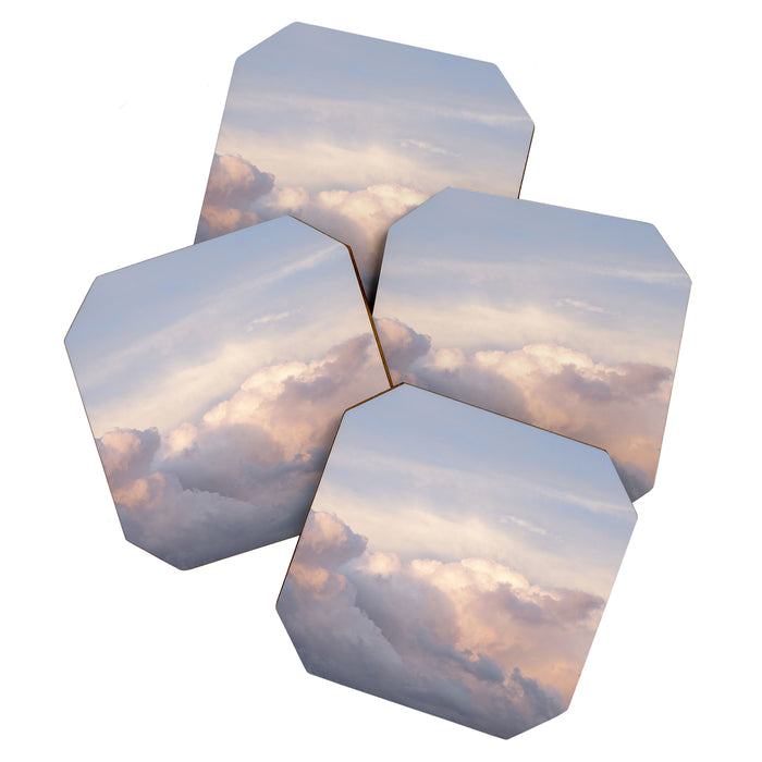 Blush pink clouds in Norway, and dreamy pink and pastel blue - summer sunset nature photography Coaster Gallery Image 1