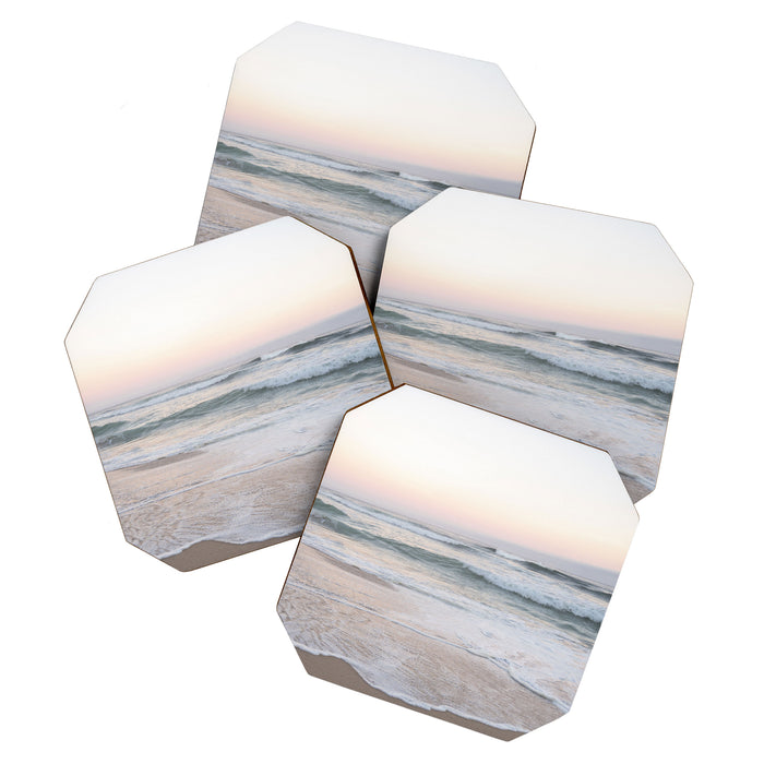 Blush pink sunrise at Praia da Adraga in Portugal  Summer nature and travel photography Coaster Gallery Image 1