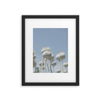 Nostalgic midtones poppy bulbs in a blue sky - retro style nature photography Framed Art Print Gallery Image 5