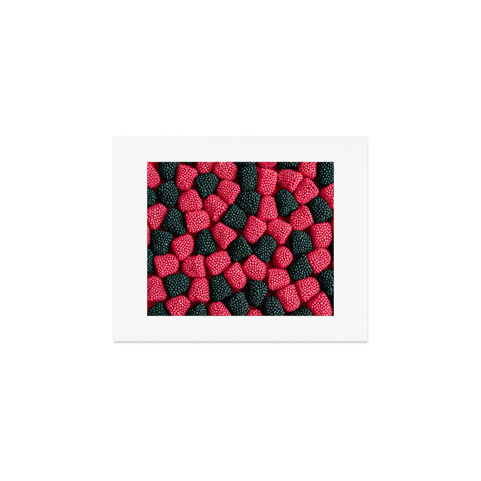 Raspberry and blackberry gummies - black and red candy - food photography Art Print Gallery Image 1