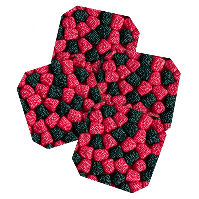 Raspberry and blackberry gummies - black and red candy - food photography Coaster Gallery Image 1