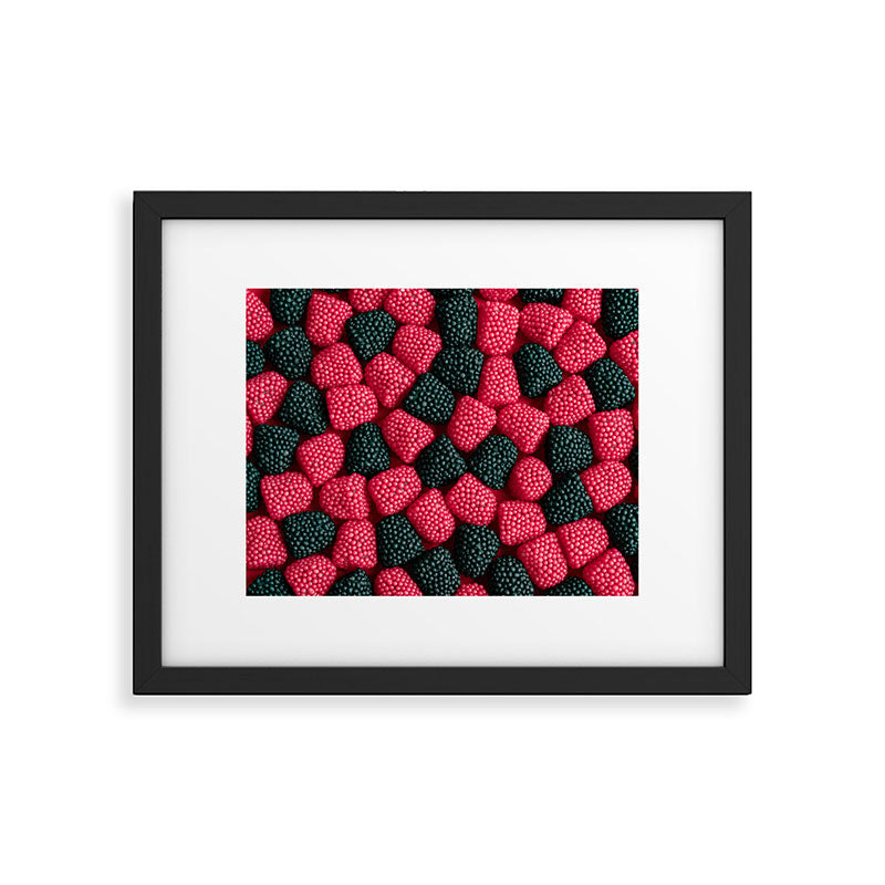 Raspberry and blackberry gummies - black and red candy - food photography Framed Art Print Gallery Image 5
