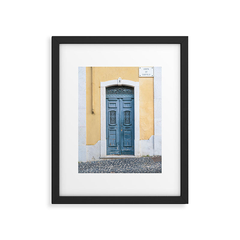 The blue door number 2 in Lisbon Portugal  Summer street and travel photography Framed Art Print Gallery Image 5