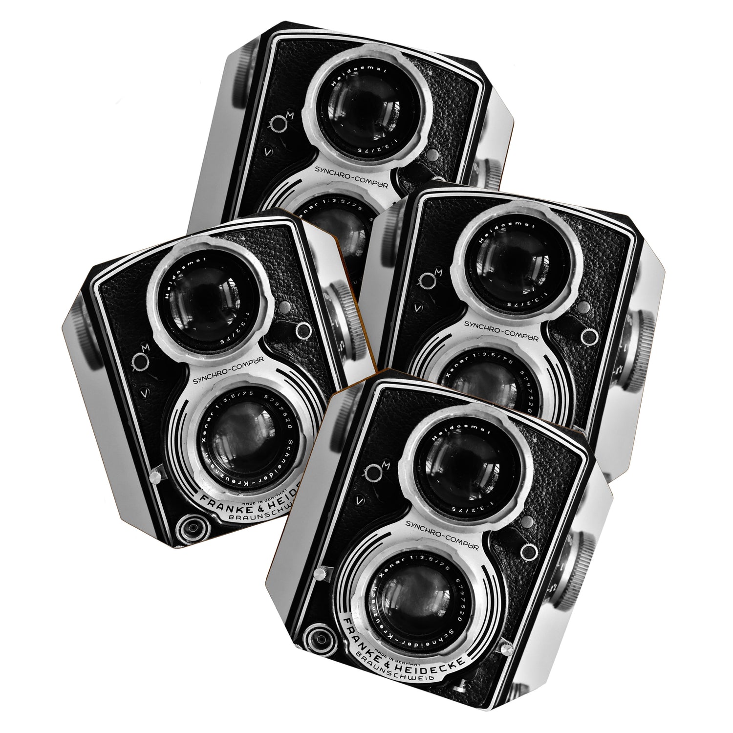 Vintage photograph camera art print- black and white retro rolleicord - film photography Coaster Gallery Image 1