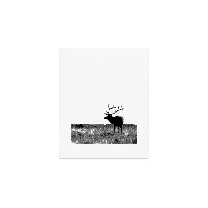 Elk Silhouette  Black and White  Art Print Gallery Image 1